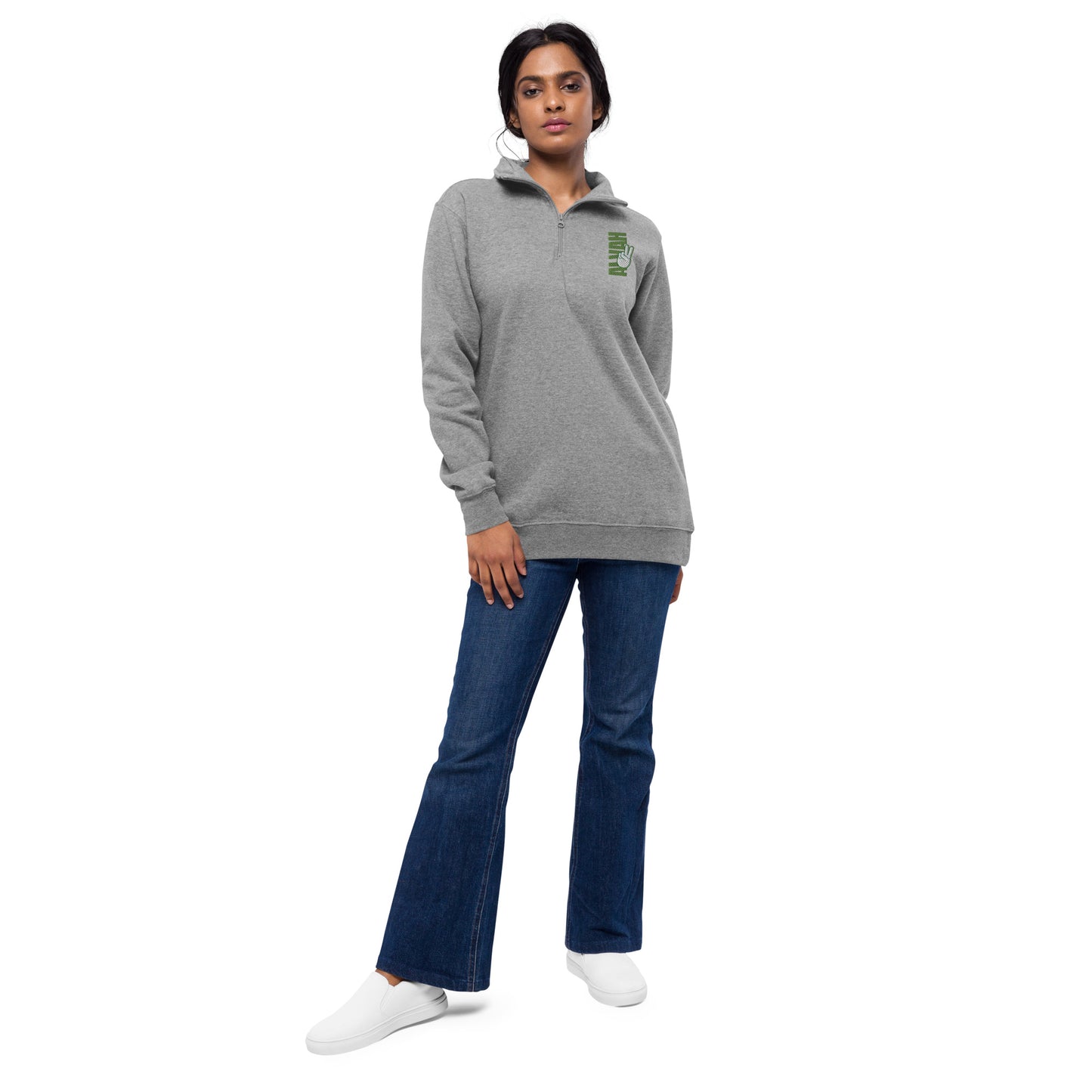 Adult Embroidered "Peace" 1/4 Zip Pullover