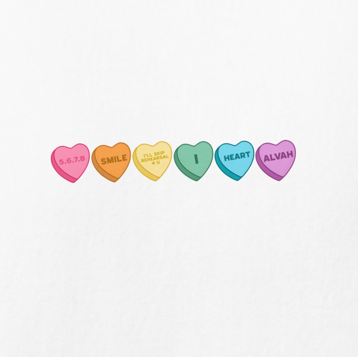 Adult Embroidered Candy Hearts Oversized Tee